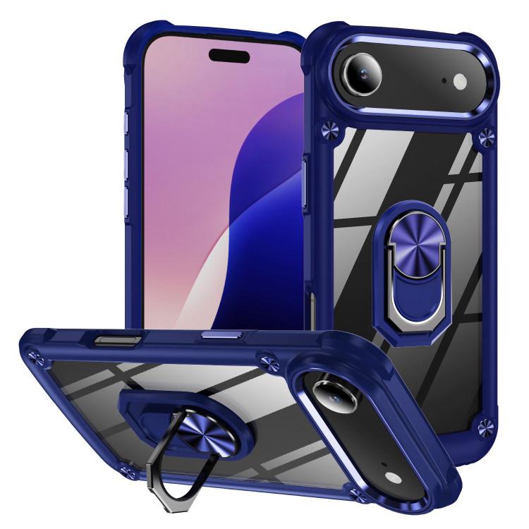 Capa para telemóvel com proteção de lente TPU + PC com suporte de anel, para iPhone 17e / 16e, para iPhone 17 Pro Max, para iPhone 17, para iPhone Air, para iPhone 16 Pro Max, para iPhone 16 Pro, para iPhone 16 Plus, para iPhone 16, para iPhone 15 Pro Max