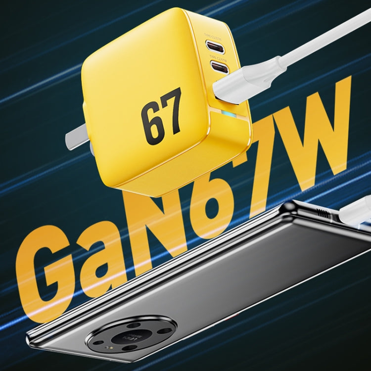 WK WP-U141 Carregador GaN 67W USB+Duplo USB-C / Type-C, Ficha CN, Ficha EUA, Ficha UE, Ficha UK
