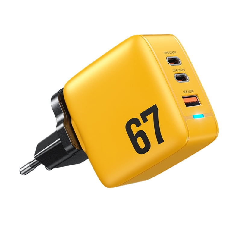 WK WP-U141 Carregador GaN 67W USB+Duplo USB-C / Type-C, Ficha CN, Ficha EUA, Ficha UE, Ficha UK