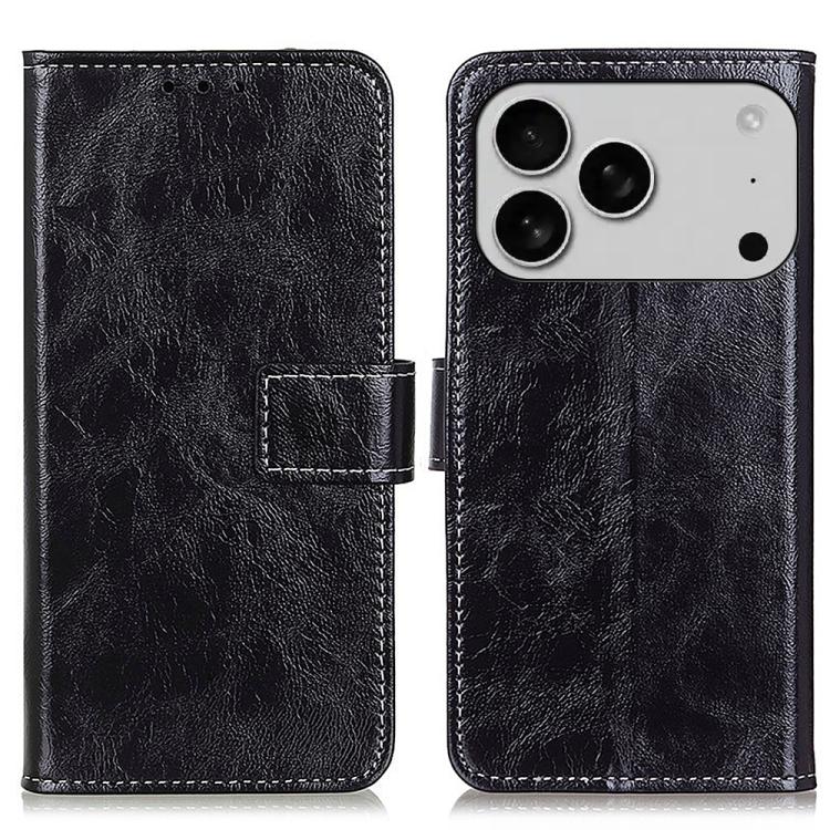 Capa de Telemóvel em Pele com Textura Retro Crazy Horse e Fecho Horizontal, Para iPhone 16e / 17e, Para iPhone 17 Pro Max, Para iPhone 17 Pro, Para iPhone 17, Para iPhone Air, Para iPhone 16 Pro Max, Para iPhone 16 Pro, Para iPhone 16 Plus, Para iPhone 16