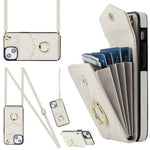 Capa de Telemóvel com Bolsa para Cartões e Textura Rombica com Cordão Longo, Para iPhone 15 Pro, Para iPhone 15 Plus, Para iPhone 15, Para iPhone 14 Plus, Para iPhone 14, Para iPhone 14 Pro