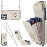 Capa de Telemóvel com Bolsa para Cartões e Textura Rombica com Cordão Longo, Para iPhone 15 Pro, Para iPhone 15 Plus, Para iPhone 15, Para iPhone 14 Plus, Para iPhone 14, Para iPhone 14 Pro
