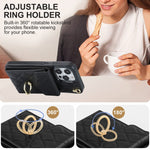 Capa de Telemóvel com Bolsa para Cartões e Textura Rombica com Cordão Longo, Para iPhone 14 Pro Max, Para iPhone 13 Pro Max, Para iPhone 13 Pro, Para iPhone 13, Para iPhone 12 / 12 Pro, Para iPhone 12 Pro Max