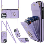 Capa de Telemóvel com Bolsa para Cartões e Textura Rombica com Cordão Longo, Para iPhone 14 Pro Max, Para iPhone 13 Pro Max, Para iPhone 13 Pro, Para iPhone 13, Para iPhone 12 / 12 Pro, Para iPhone 12 Pro Max