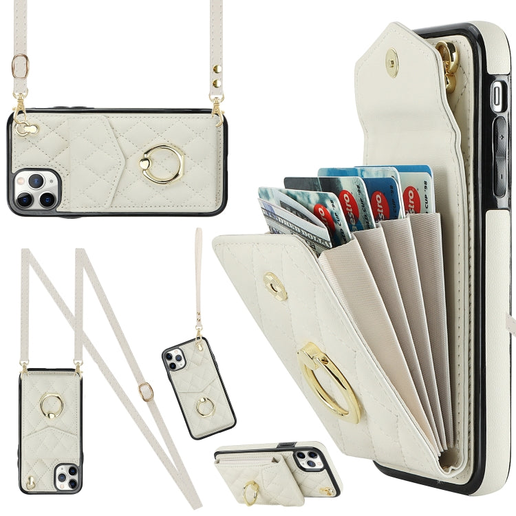 Capa de Telemóvel com Bolsa para Cartões e Textura Rombica com Cordão Longo, Para iPhone 11 Pro Max, Para iPhone 11, Para iPhone 11 Pro, Para iPhone XR, Para iPhone XS Max