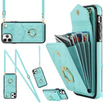 Capa de Telemóvel com Bolsa para Cartões e Textura Rombica com Cordão Longo, Para iPhone 11 Pro Max, Para iPhone 11, Para iPhone 11 Pro, Para iPhone XR, Para iPhone XS Max