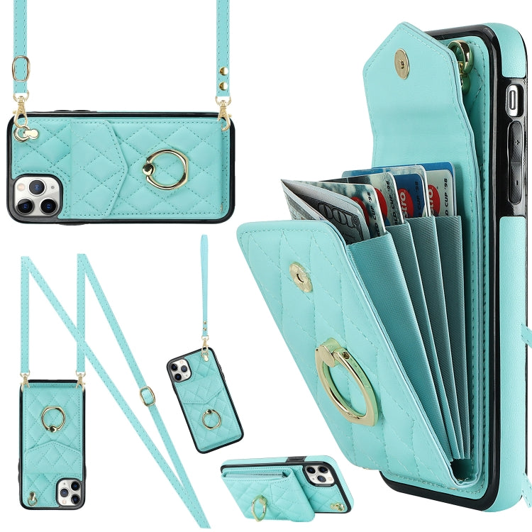 Capa de Telemóvel com Bolsa para Cartões e Textura Rombica com Cordão Longo, Para iPhone 11 Pro Max, Para iPhone 11, Para iPhone 11 Pro, Para iPhone XR, Para iPhone XS Max