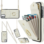 Capa de Telemóvel com Bolsa para Cartões e Textura Rombica com Cordão Longo, Para iPhone 11 Pro Max, Para iPhone 11, Para iPhone 11 Pro, Para iPhone XR, Para iPhone XS Max