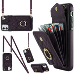 Capa de Telemóvel com Bolsa para Cartões e Textura Rombica com Cordão Longo, Para iPhone 11 Pro Max, Para iPhone 11, Para iPhone 11 Pro, Para iPhone XR, Para iPhone XS Max