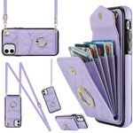 Capa de Telemóvel com Bolsa para Cartões e Textura Rombica com Cordão Longo, Para iPhone 11 Pro Max, Para iPhone 11, Para iPhone 11 Pro, Para iPhone XR, Para iPhone XS Max
