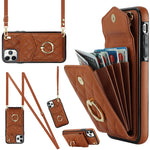 Capa de Telemóvel com Bolsa para Cartões e Textura Rombica com Cordão Longo, Para iPhone 11 Pro Max, Para iPhone 11, Para iPhone 11 Pro, Para iPhone XR, Para iPhone XS Max