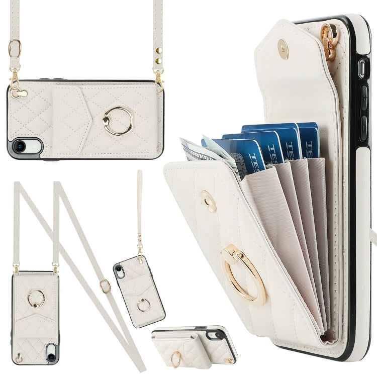 Capa de Telemóvel com Bolsa para Cartões e Textura Rombica com Cordão Longo, Para iPhone 11 Pro Max, Para iPhone 11, Para iPhone 11 Pro, Para iPhone XR, Para iPhone XS Max