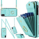 Capa de Telemóvel com Bolsa para Cartões e Textura Rombica com Cordão Longo, Para iPhone 11 Pro Max, Para iPhone 11, Para iPhone 11 Pro, Para iPhone XR, Para iPhone XS Max