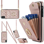 Capa de Telemóvel com Bolsa para Cartões e Textura Rombica com Cordão Longo, Para iPhone 11 Pro Max, Para iPhone 11, Para iPhone 11 Pro, Para iPhone XR, Para iPhone XS Max