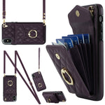 Capa de Telemóvel com Bolsa para Cartões e Textura Rombica com Cordão Longo, Para iPhone 11 Pro Max, Para iPhone 11, Para iPhone 11 Pro, Para iPhone XR, Para iPhone XS Max