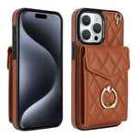 Capa de Telemóvel com Bolsa para Cartões e Textura Rombica com Cordão Longo, Para iPhone 17e / 16e, Para iPhone 17 Pro Max, Para iPhone 17 Pro, Para iPhone 17, Para iPhone Air, Para iPhone 15 Pro Max