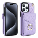 Capa de Telemóvel com Bolsa para Cartões e Textura Rombica com Cordão Longo, Para iPhone 17e / 16e, Para iPhone 17 Pro Max, Para iPhone 17 Pro, Para iPhone 17, Para iPhone Air, Para iPhone 15 Pro Max