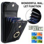 Capa de Telemóvel com Bolsa para Cartões e Textura Rombica com Cordão Longo, Para iPhone 15 Pro, Para iPhone 15 Plus, Para iPhone 15, Para iPhone 14 Plus, Para iPhone 14, Para iPhone 14 Pro