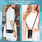 Capa de Telemóvel com Bolsa para Cartões e Textura Rombica com Cordão Longo, Para iPhone 15 Pro, Para iPhone 15 Plus, Para iPhone 15, Para iPhone 14 Plus, Para iPhone 14, Para iPhone 14 Pro
