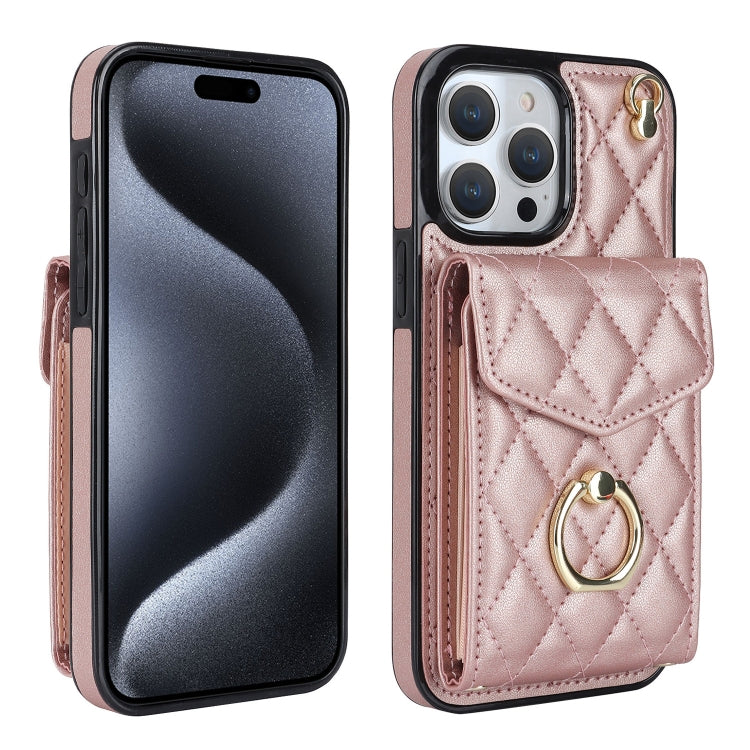 Capa de Telemóvel com Bolsa para Cartões e Textura Rombica com Cordão Longo, Para iPhone 15 Pro, Para iPhone 15 Plus, Para iPhone 15, Para iPhone 14 Plus, Para iPhone 14, Para iPhone 14 Pro