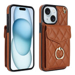 Capa de Telemóvel com Bolsa para Cartões e Textura Rombica com Cordão Longo, Para iPhone 15 Pro, Para iPhone 15 Plus, Para iPhone 15, Para iPhone 14 Plus, Para iPhone 14, Para iPhone 14 Pro