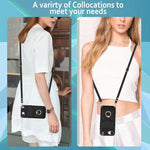 Capa de Telemóvel com Bolsa para Cartões e Textura Rombica com Cordão Longo, Para iPhone 17e / 16e, Para iPhone 17 Pro Max, Para iPhone 17 Pro, Para iPhone 17, Para iPhone Air, Para iPhone 15 Pro Max