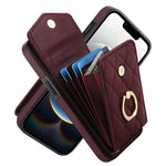 Capa de Telemóvel com Bolsa para Cartões e Textura Rombica com Cordão Longo, Para iPhone 17e / 16e, Para iPhone 17 Pro Max, Para iPhone 17 Pro, Para iPhone 17, Para iPhone Air, Para iPhone 15 Pro Max