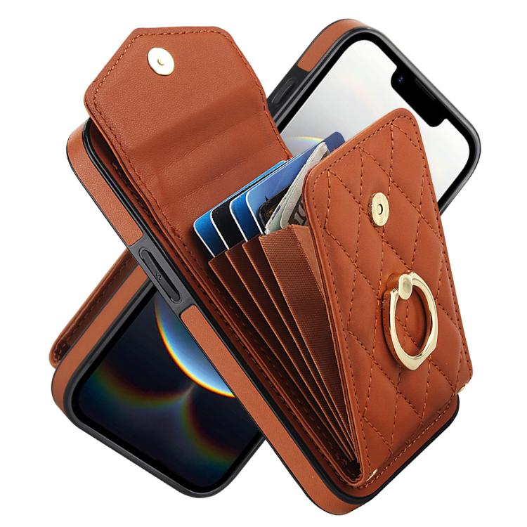 Capa de Telemóvel com Bolsa para Cartões e Textura Rombica com Cordão Longo, Para iPhone 17e / 16e, Para iPhone 17 Pro Max, Para iPhone 17 Pro, Para iPhone 17, Para iPhone Air, Para iPhone 15 Pro Max