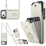 Capa de Telemóvel com Bolsa para Cartões e Textura Rombica com Cordão Longo, Para iPhone 17e / 16e, Para iPhone 17 Pro Max, Para iPhone 17 Pro, Para iPhone 17, Para iPhone Air, Para iPhone 15 Pro Max