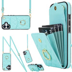 Capa de Telemóvel com Bolsa para Cartões e Textura Rombica com Cordão Longo, Para iPhone 17e / 16e, Para iPhone 17 Pro Max, Para iPhone 17 Pro, Para iPhone 17, Para iPhone Air, Para iPhone 15 Pro Max