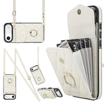 Capa de Telemóvel com Bolsa para Cartões e Textura Rombica com Cordão Longo, Para iPhone 17e / 16e, Para iPhone 17 Pro Max, Para iPhone 17 Pro, Para iPhone 17, Para iPhone Air, Para iPhone 15 Pro Max