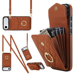 Capa de Telemóvel com Bolsa para Cartões e Textura Rombica com Cordão Longo, Para iPhone 17e / 16e, Para iPhone 17 Pro Max, Para iPhone 17 Pro, Para iPhone 17, Para iPhone Air, Para iPhone 15 Pro Max