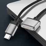 Cabo de Carregamento Magnético 140W Tipo-C para Magsafe 3, Prateado, Azul