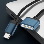 Cabo de Carregamento Magnético 140W Tipo-C para Magsafe 3, Prateado, Azul