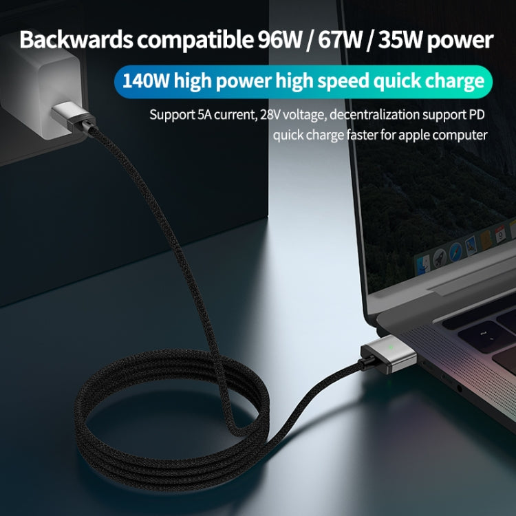 Cabo de Carregamento Magnético 140W Tipo-C para Magsafe 3, Prateado, Azul