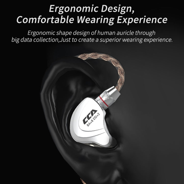 CCA CCA-C10 Plugue de 3,5 mm Banhado a Ouro Auricular Intra-auricular Híbrido Controlado por Fio de Dez Unidades, sem Microfone