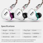 CCA CCA-C10 Plugue de 3,5 mm Banhado a Ouro Auricular Intra-auricular Híbrido Controlado por Fio de Dez Unidades, sem Microfone