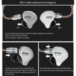 CCA CCA-C10 Plugue de 3,5 mm Banhado a Ouro Auricular Intra-auricular Híbrido Controlado por Fio de Dez Unidades, sem Microfone