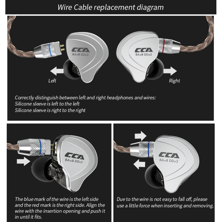 CCA CCA-C10 Plugue de 3,5 mm Banhado a Ouro Auricular Intra-auricular Híbrido Controlado por Fio de Dez Unidades, sem Microfone