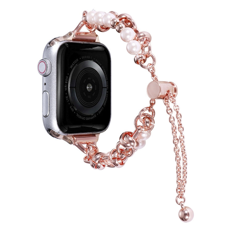 Pulseira de pérolas com bracelete metálica para relógio, para Apple Watch 42mm, para Apple Watch 38mm