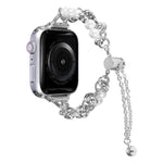 Pulseira de pérolas com bracelete metálica para relógio, para Apple Watch 42mm, para Apple Watch 38mm