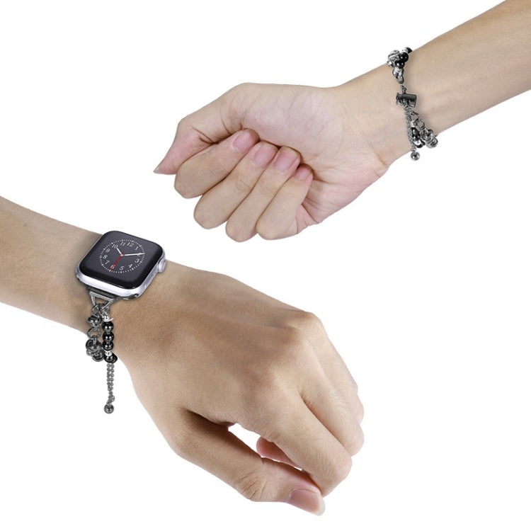 Pulseira de pérolas com bracelete metálica para relógio, para Apple Watch 42mm, para Apple Watch 38mm