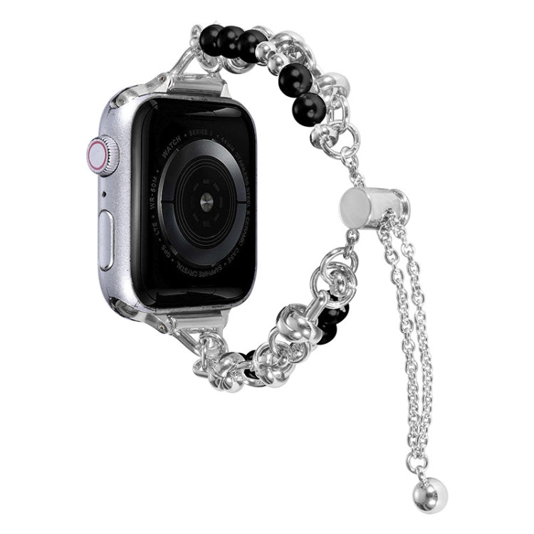 Pulseira de pérolas com bracelete metálica para relógio, para Apple Watch 42mm, para Apple Watch 38mm
