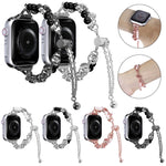 Pulseira de pérolas com bracelete metálica para relógio, para Apple Watch 42mm, para Apple Watch 38mm