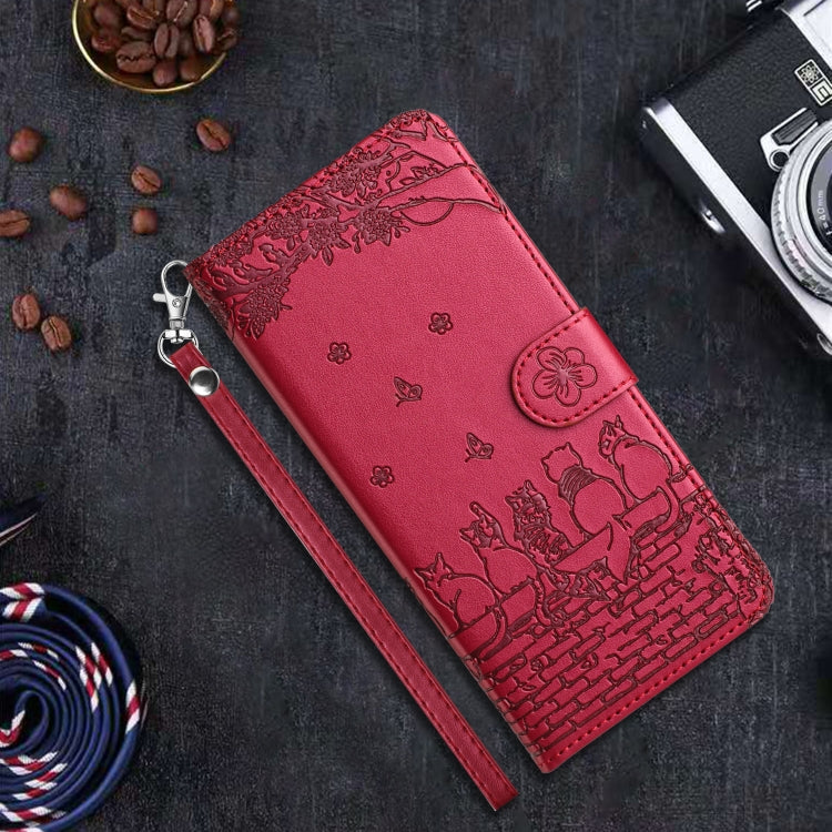 Capa de Telemóvel em Pele com Padrão de Relevo de Gato e Cordão, Para iPhone 16e / 17e, Para iPhone 17 Pro Max, Para iPhone 17 Pro, Para iPhone 17, Para iPhone Air, Para iPhone 16 Pro Max, Para iPhone 16 Pro, Para iPhone 16 Plus, Para iPhone 16