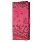Capa de Telemóvel em Pele com Padrão de Relevo de Gato e Cordão, Para iPhone 16e / 17e, Para iPhone 17 Pro Max, Para iPhone 17 Pro, Para iPhone 17, Para iPhone Air, Para iPhone 16 Pro Max, Para iPhone 16 Pro, Para iPhone 16 Plus, Para iPhone 16