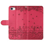 Capa de Telemóvel em Pele com Padrão de Relevo de Gato e Cordão, Para iPhone 16e / 17e, Para iPhone 17 Pro Max, Para iPhone 17 Pro, Para iPhone 17, Para iPhone Air, Para iPhone 16 Pro Max, Para iPhone 16 Pro, Para iPhone 16 Plus, Para iPhone 16