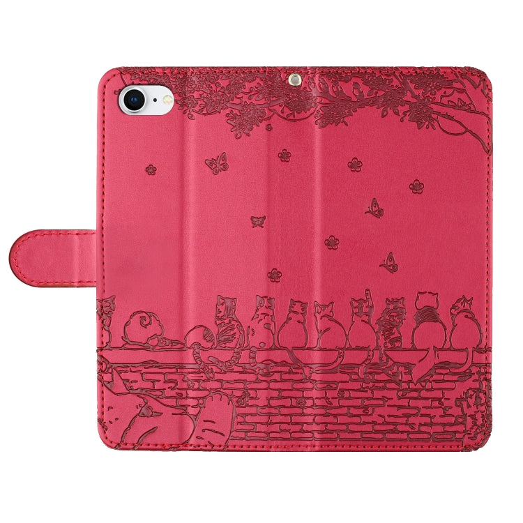 Capa de Telemóvel em Pele com Padrão de Relevo de Gato e Cordão, Para iPhone 16e / 17e, Para iPhone 17 Pro Max, Para iPhone 17 Pro, Para iPhone 17, Para iPhone Air, Para iPhone 16 Pro Max, Para iPhone 16 Pro, Para iPhone 16 Plus, Para iPhone 16