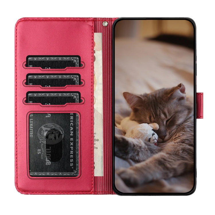 Capa de Telemóvel em Pele com Padrão de Relevo de Gato e Cordão, Para iPhone 16e / 17e, Para iPhone 17 Pro Max, Para iPhone 17 Pro, Para iPhone 17, Para iPhone Air, Para iPhone 16 Pro Max, Para iPhone 16 Pro, Para iPhone 16 Plus, Para iPhone 16