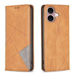 Capa para telemóvel em pele magnética com textura de losangos, para iPhone 17 Pro Max, para iPhone 17 Pro, para iPhone 17, para iPhone Air, para iPhone 16 Pro Max, para iPhone 16 Pro, para iPhone 16 Plus, para iPhone 16
